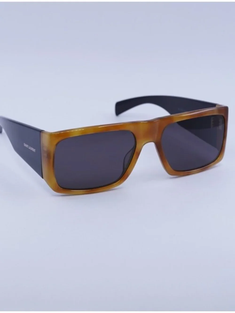Saint Laurent SL635ACETATE 005 Sunglasses Brown Geometric Frame, Grey Lenses
